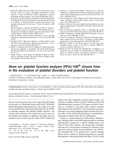 on: platelet function analyzer (PFA)