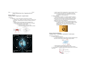 Name Period: Chapter 8 Physical Science Notes: Magnetism and Its