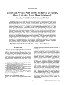 Dental and Alveolar Arch Widths in Normal Occlusion, Class II