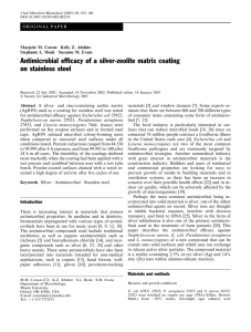 Antimicrobial efficacy of a silver-zeolite matrix coating on stainless