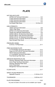 HOT ROLLED PLATE ASTM A-36 Technical Information