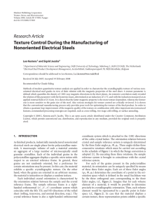 Research Article Texture Control During the Manufacturing of