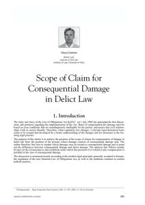 Scope of Claim for Consequential Damage in Delict Law