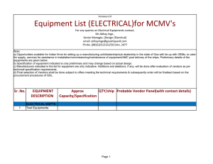 Electrical Equipment List