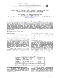 MECHANICAL ENERGY HARVESTING DEVICES FOR LOW