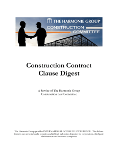 Construction Contract Clause Digest - Harmonie
