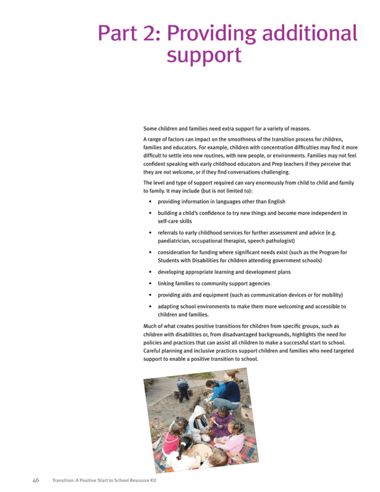 Part 2 Providing additional support