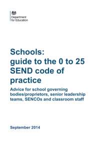 Schools: guide to the 0 to 25 SEND code of practice
