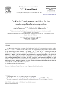 On Kruskal`s uniqueness condition for the Candecomp/Parafac