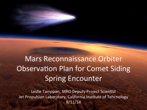 Mars Reconnaissance Orbiter ObservaVon Plan for Comet Siding
