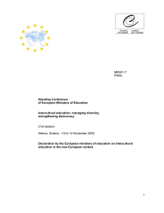 Declaration by the European Ministers of Education on Intercultural
