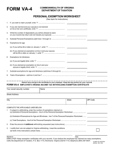 Form VA-4: Employee`s Virginia Income Tax Withholding
