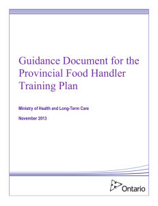 Guidance Document for the Provincial Food Handler Training Plan