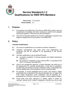 Service Standard 6.1.2 Qualifications for NSW RFS Members