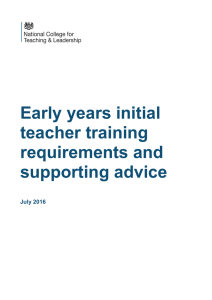 Early years initial teacher training requirements: supporting