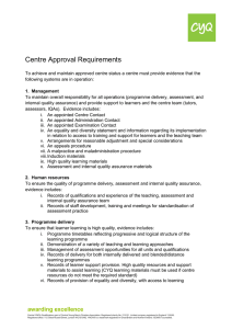Centre Approval Requirements