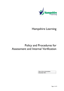 Policy and Procedures for Assessment and Internal Verification 88kb