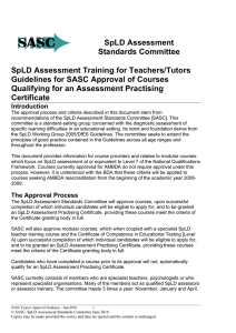SpLD Assessment Standards Committee SpLD Assessment