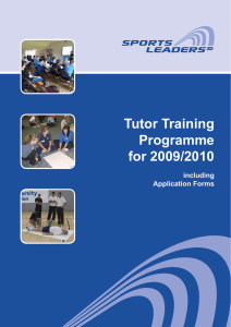 Tutor Training Programme for 2009/2010