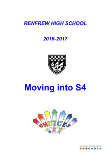 Moving into S4 - Renfrew High School
