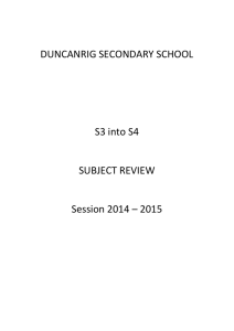 DUNCANRIG SECONDARY SCHOOL S3 into S4 SUBJECT