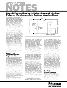 Circuit Protection For Lithium Ion And Lithium Polymer