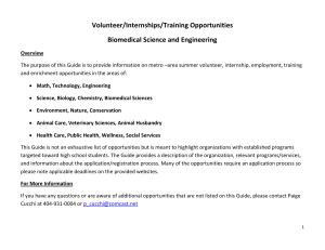Volunteer/Internships/Training Opportunities Biomedical Science