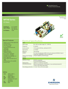 NPT40 Series Electrical Specifications