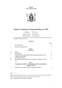 Industry Training and Apprenticeships Act 1992