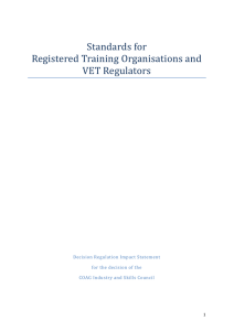 Standards for Registered Training Organisations and VET Regulators
