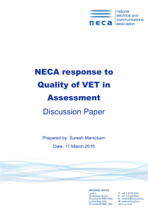 NECA response to Quality of VET in Assessment Discussion Paper