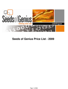 Seeds of Genius Price List