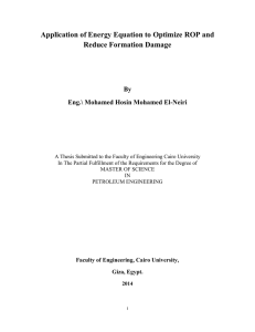 Application of Energy Equation to Optimize ROP and Reduce