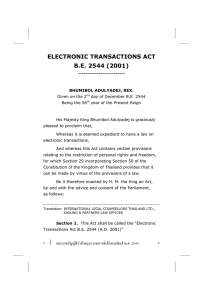 ELECTRONIC TRANSACTIONS ACT B.E. 2544 (2001)