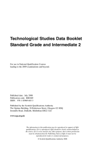 Technological Studies Data Booklet Standard Grade and