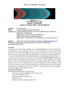 PHY 2053 Syllabus Spring 2015 - UCF Physics