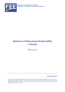 Definition of Public Interest Entities (PIEs) in Europe