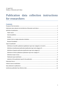 Publication data collection instructions for researchers