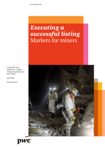 Executing a successful listing Markets for miners