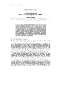 Introductory Lecture Acoustic interactions from Faradayœs