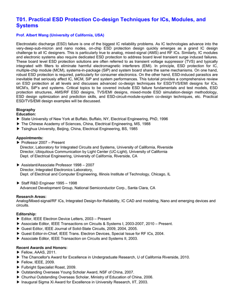 T01. Practical ESD Protection Codesign Techniques