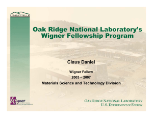 Oak Ridge National Laboratory`s Wigner Fellowship Program