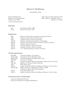 Robert D. MacPherson Curriculum Vitae