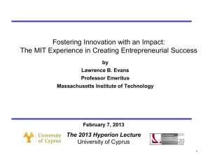 The MIT Experience in Creating Entrepreneurial Success