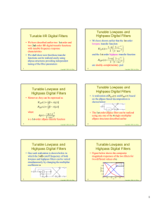 Tunable IIR Digital Filters Tunable Lowpass and Highpass Digital