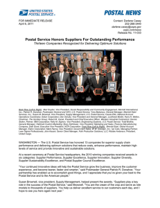 Postal Service Honors Suppliers For Outstanding