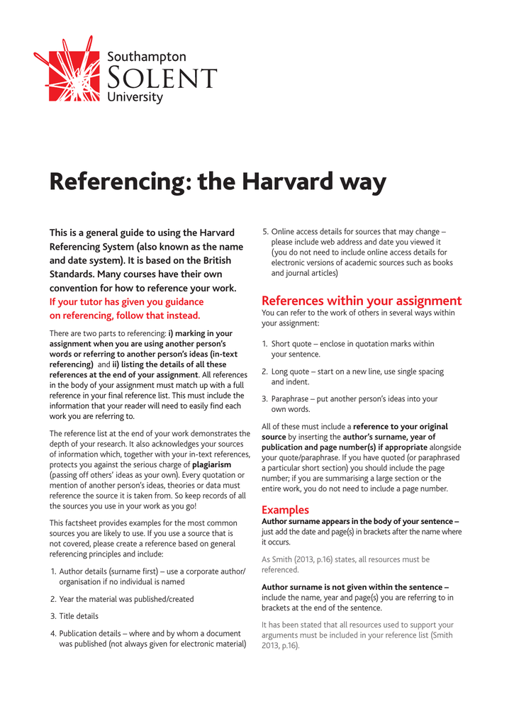 Referencing The Harvard Way