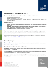 Referencing – a brief guide to APA 6