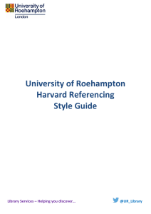 University of Roehampton Harvard Referencing Style Guide