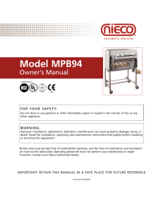 Nieco Model MPB94 Owners Manual